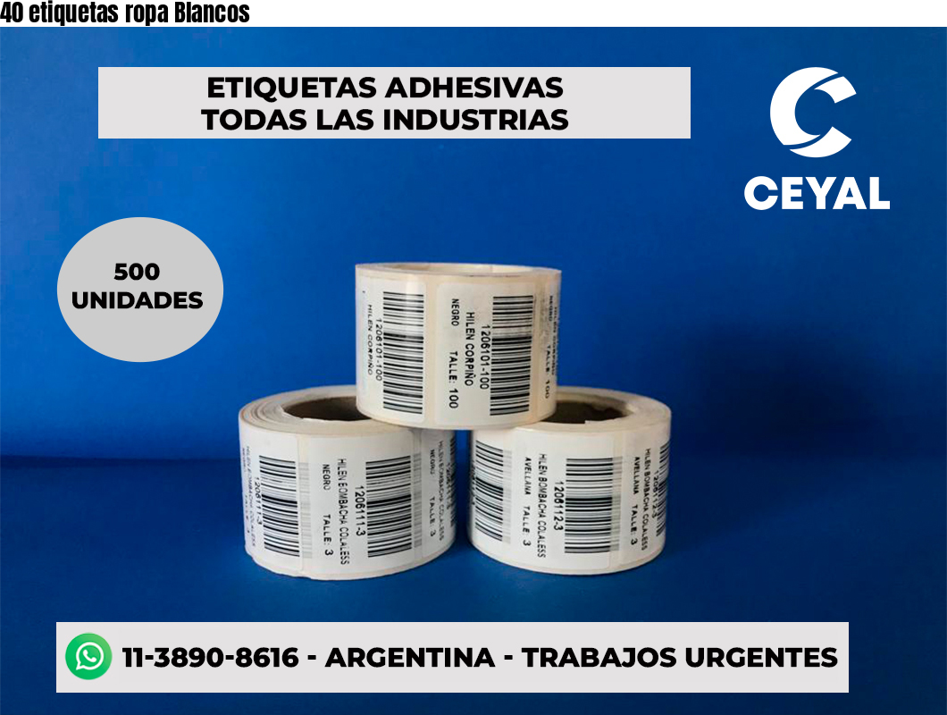 40 etiquetas ropa Blancos