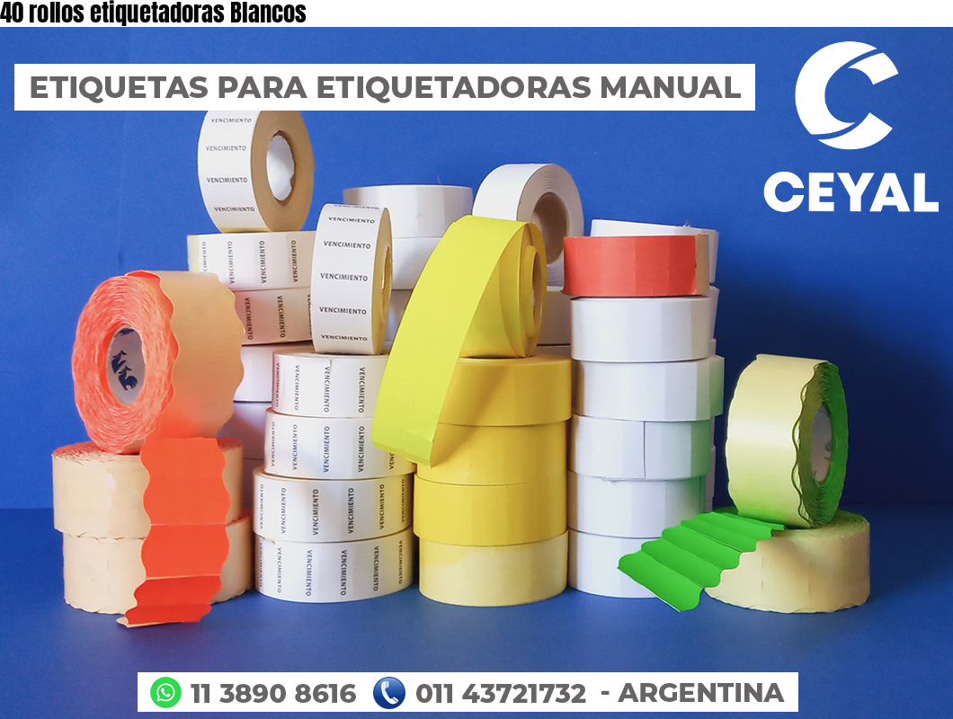 40 rollos etiquetadoras Blancos