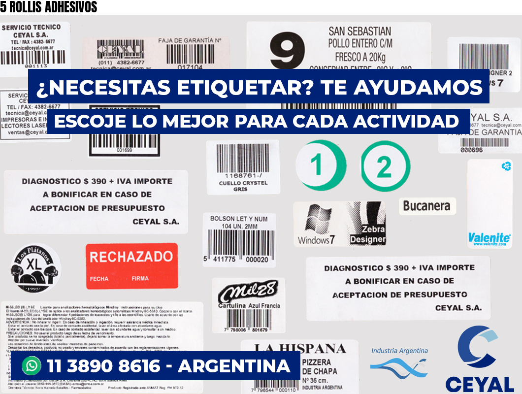 5 ROLLIS ADHESIVOS