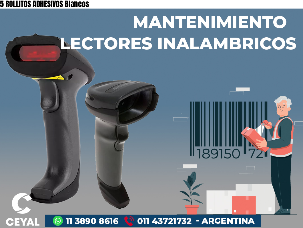 5 ROLLITOS ADHESIVOS Blancos