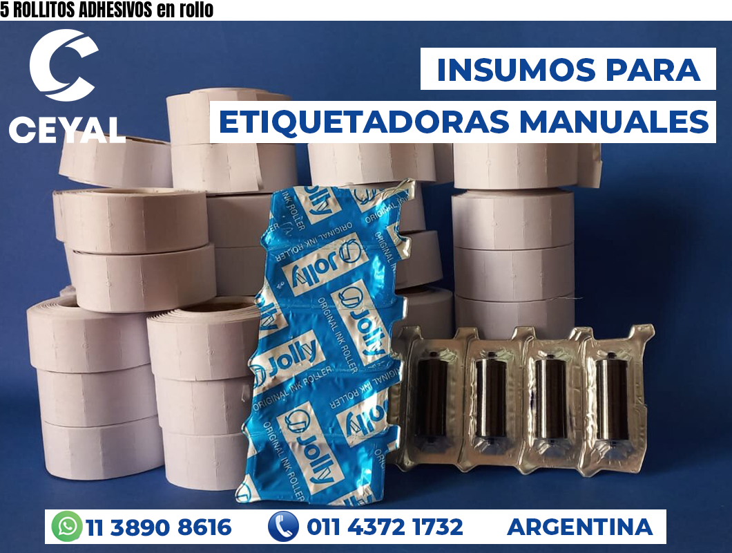 5 ROLLITOS ADHESIVOS en rollo