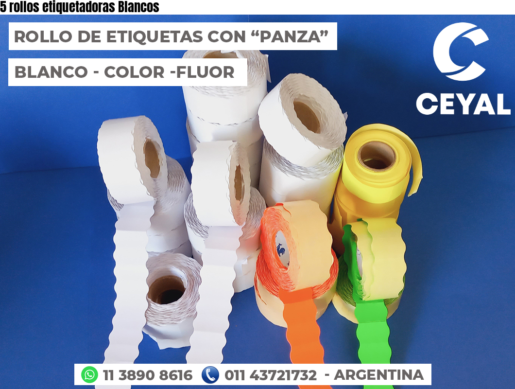 5 rollos etiquetadoras Blancos