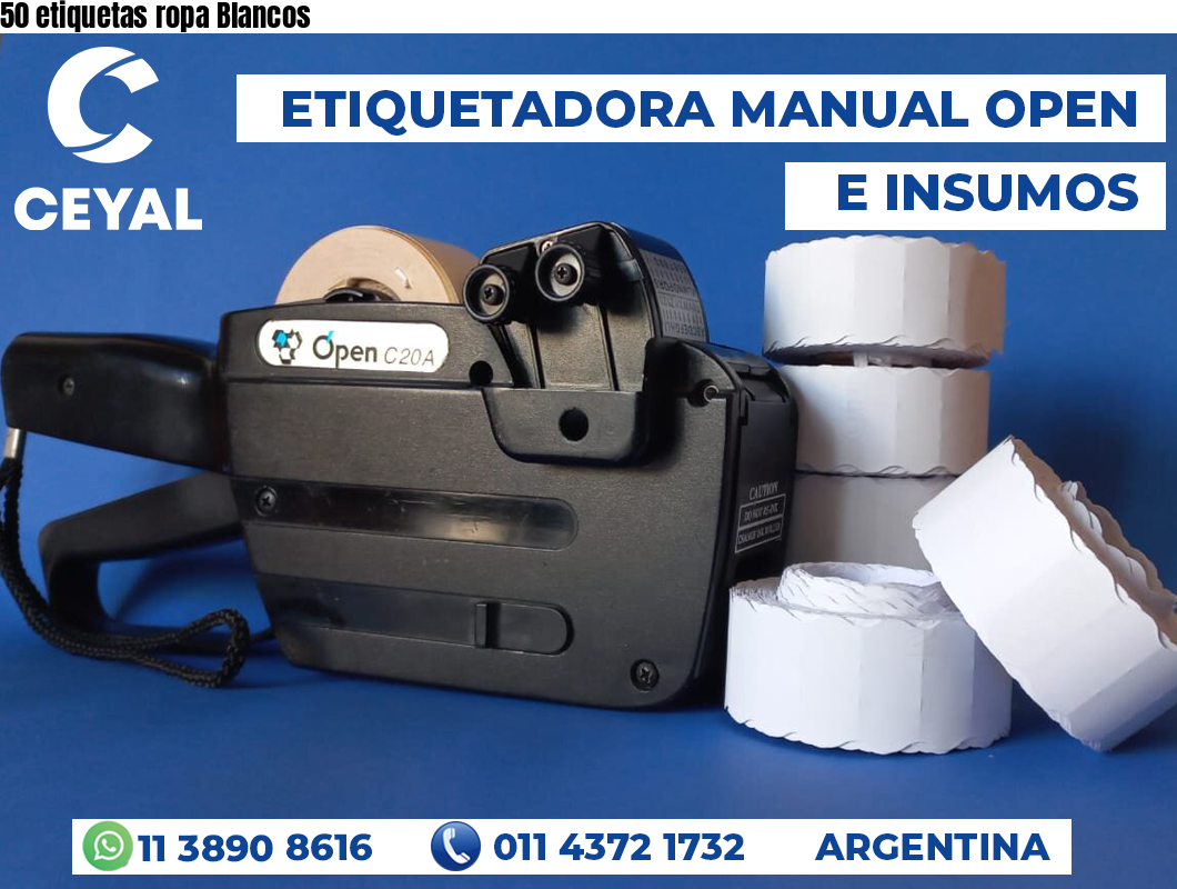 50 etiquetas ropa Blancos