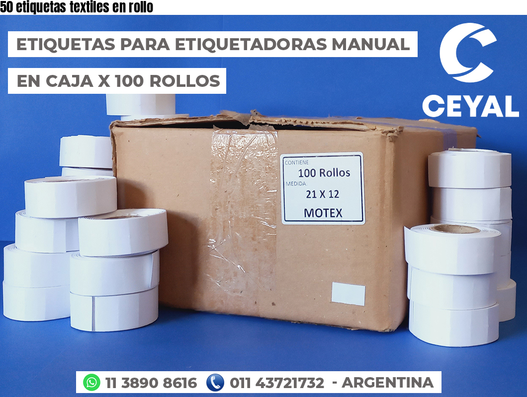 50 etiquetas textiles en rollo