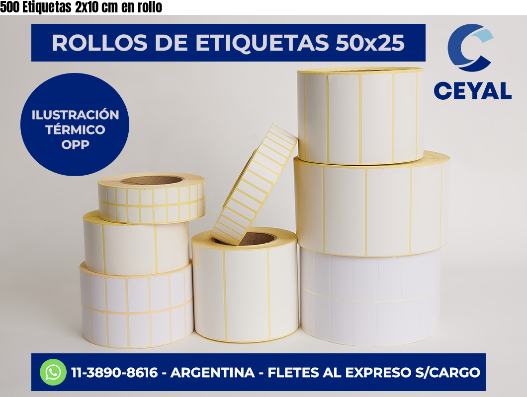 500 Etiquetas 2×10 cm en rollo