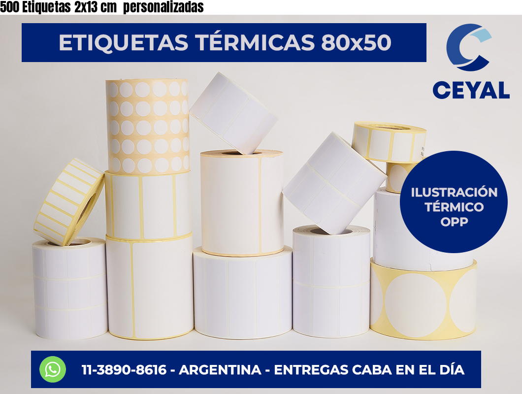 500 Etiquetas 2×13 cm  personalizadas
