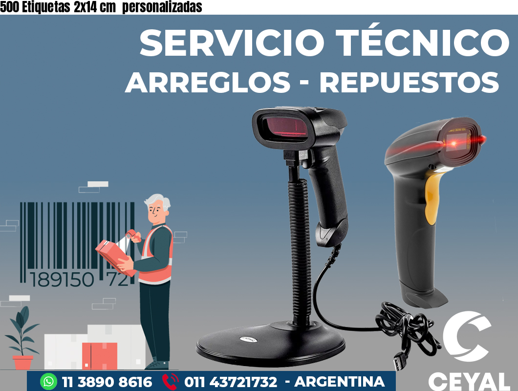 500 Etiquetas 2x14 cm personalizadas