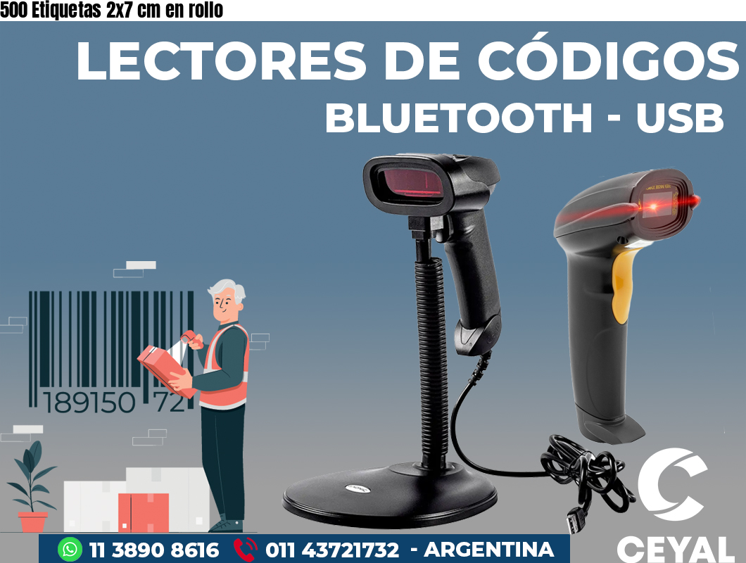 500 Etiquetas 2x7 cm en rollo