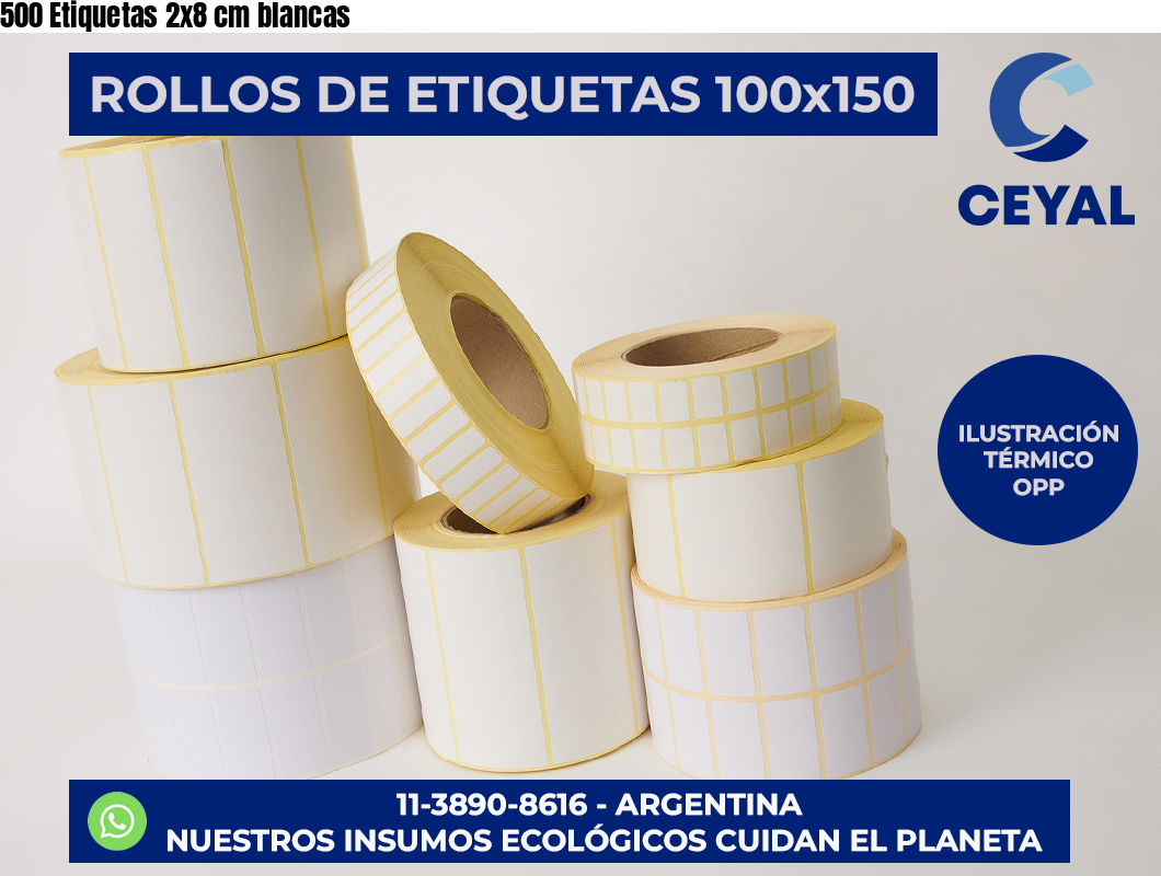 500 Etiquetas 2×8 cm blancas