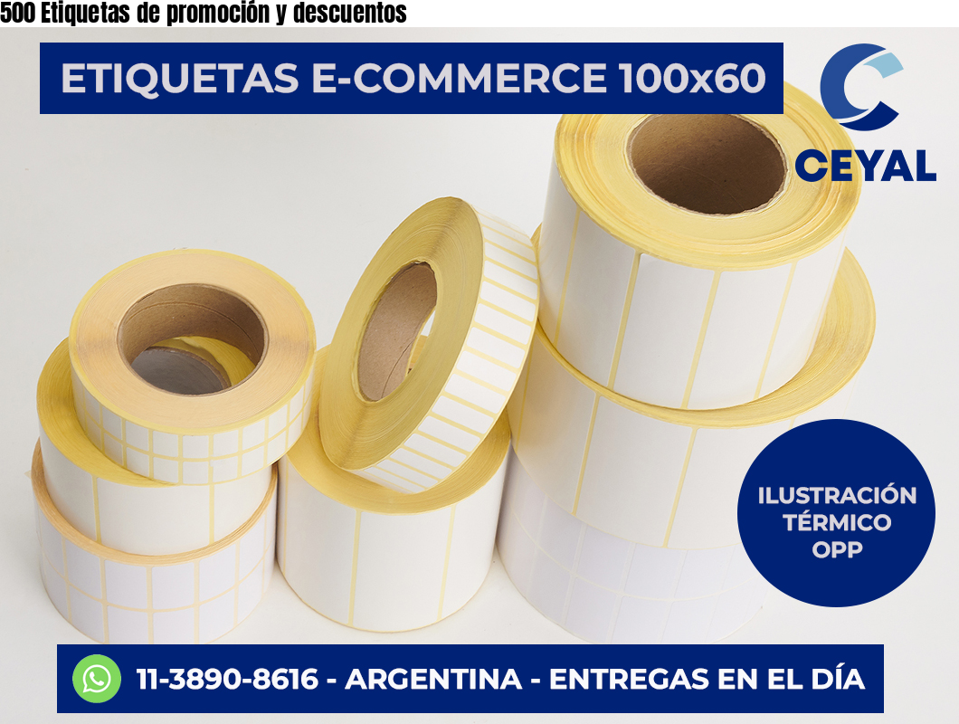 500 Etiquetas de promoción y descuentos