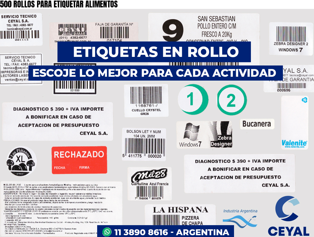 500 ROLLOS PARA ETIQUETAR ALIMENTOS