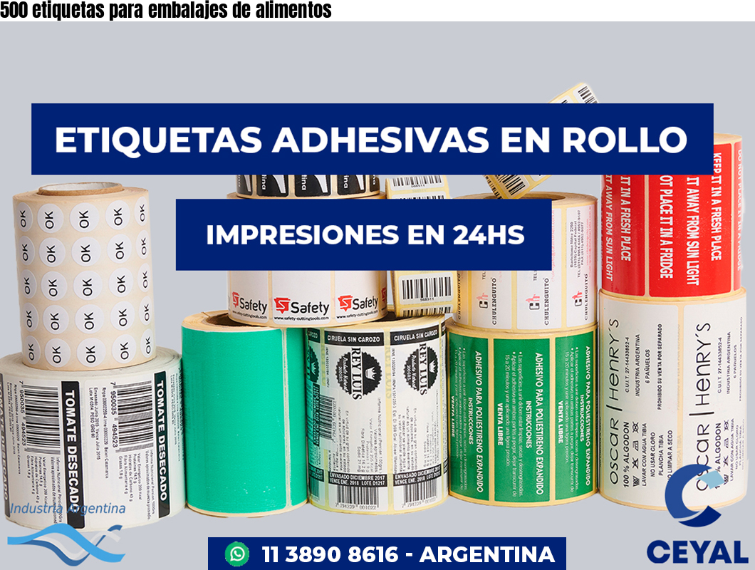 500 etiquetas para embalajes de alimentos 