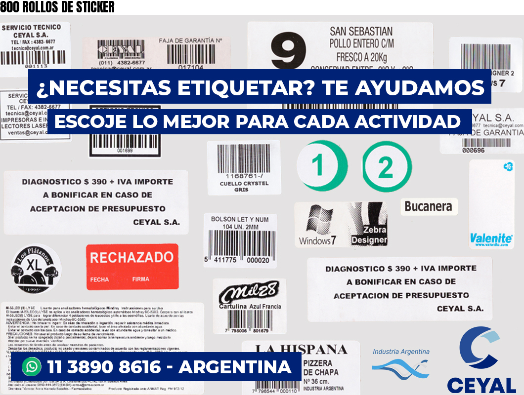 800 ROLLOS DE STICKER