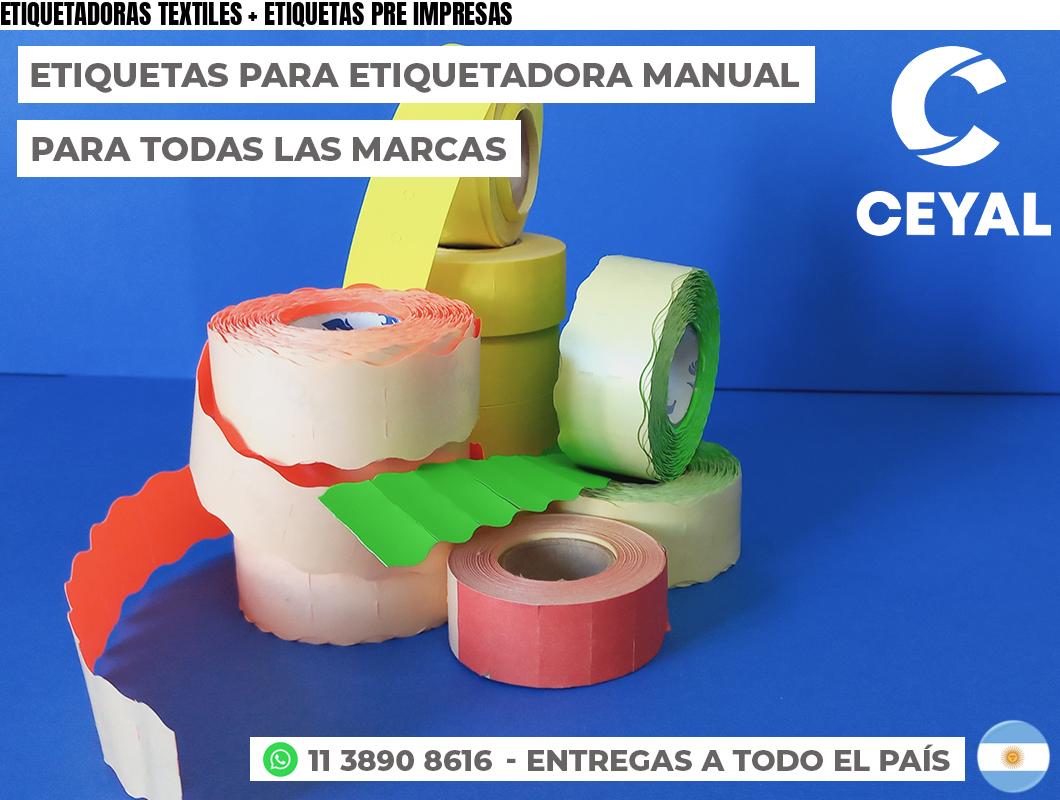 ETIQUETADORAS TEXTILES + ETIQUETAS PRE IMPRESAS