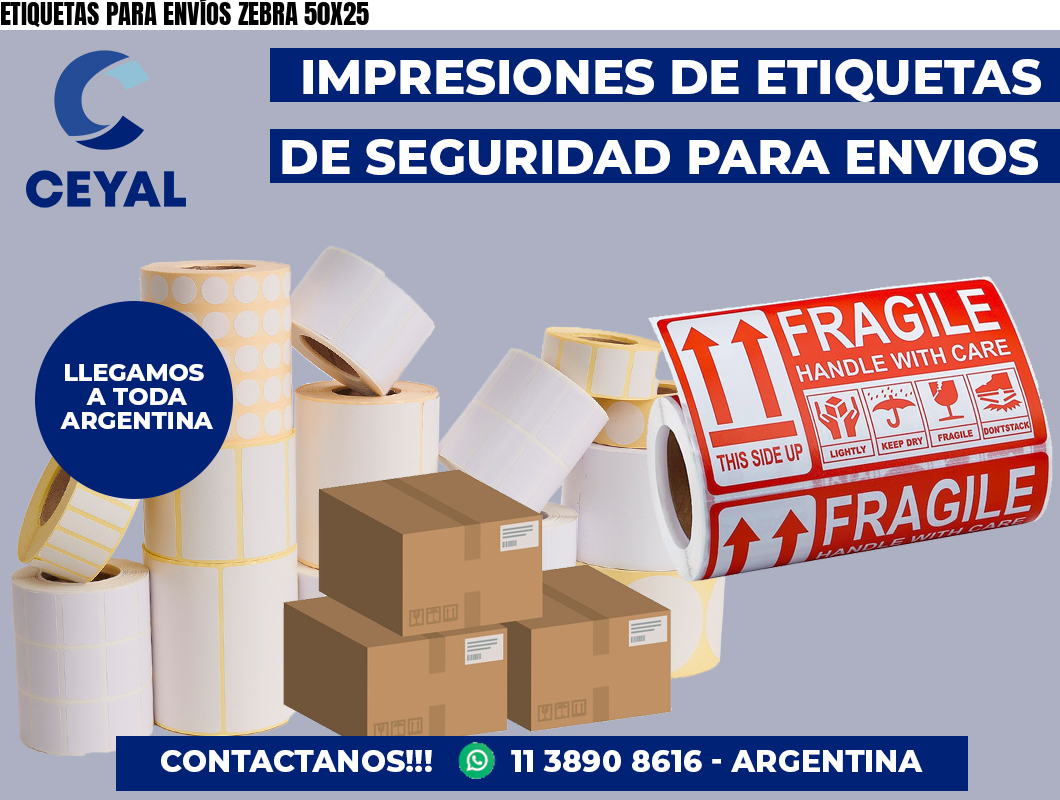 ETIQUETAS PARA ENVÍOS ZEBRA 50X25