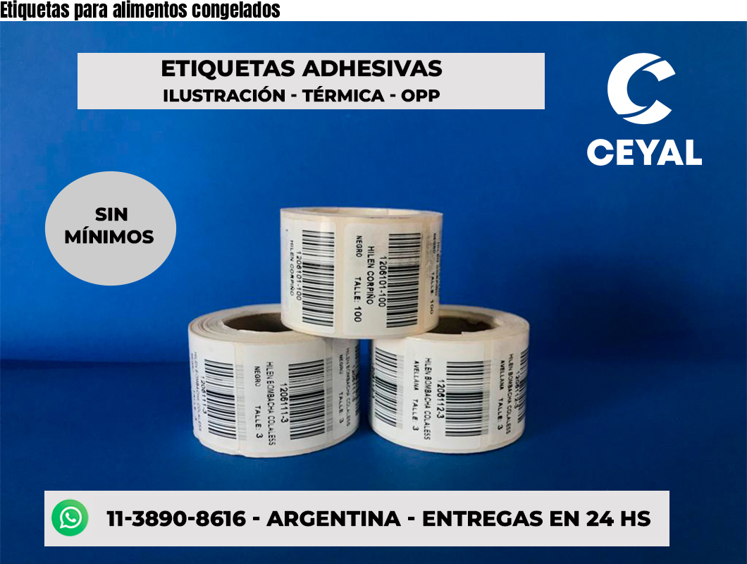Etiquetas para alimentos congelados