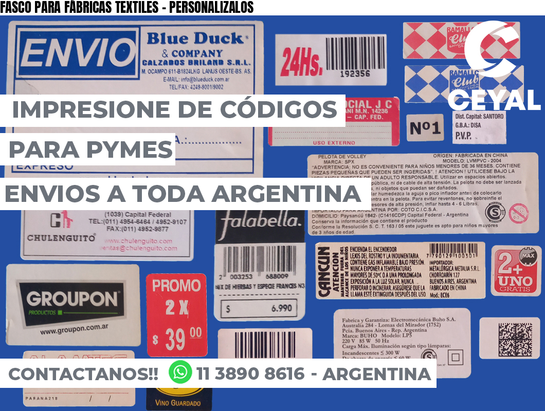 FASCO PARA FÁBRICAS TEXTILES - PERSONALIZALOS