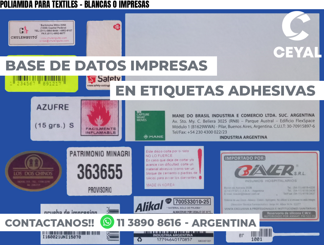 POLIAMIDA PARA TEXTILES - BLANCAS O IMPRESAS