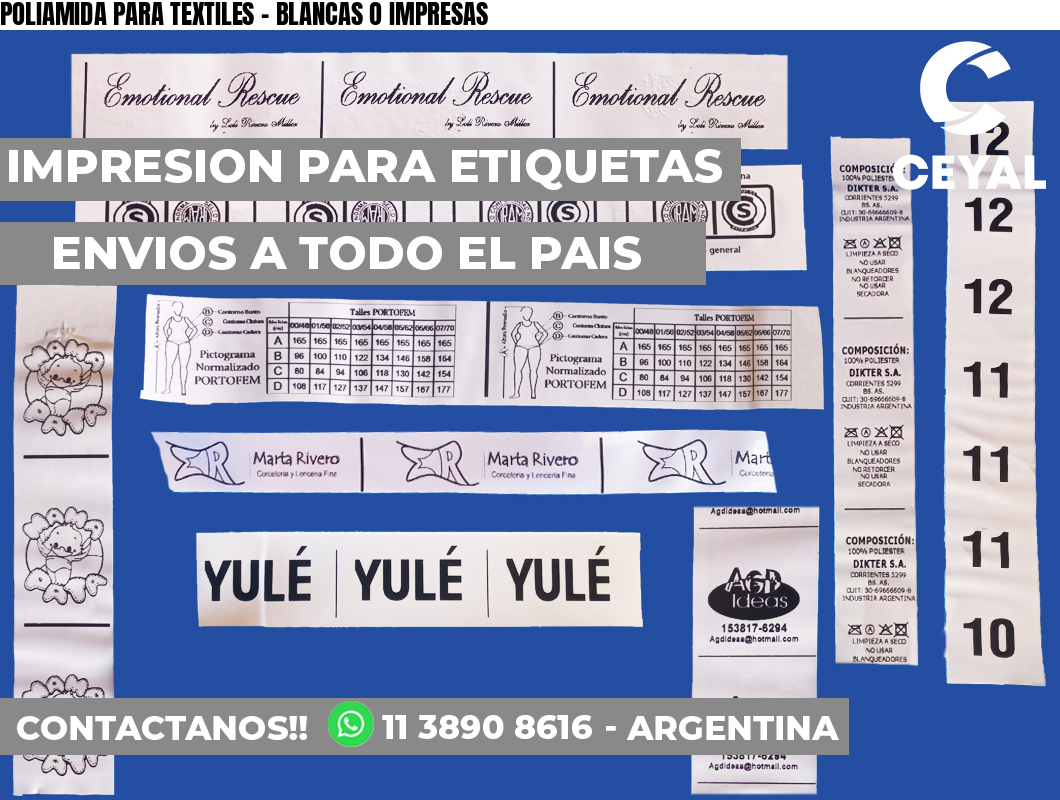 POLIAMIDA PARA TEXTILES – BLANCAS O IMPRESAS