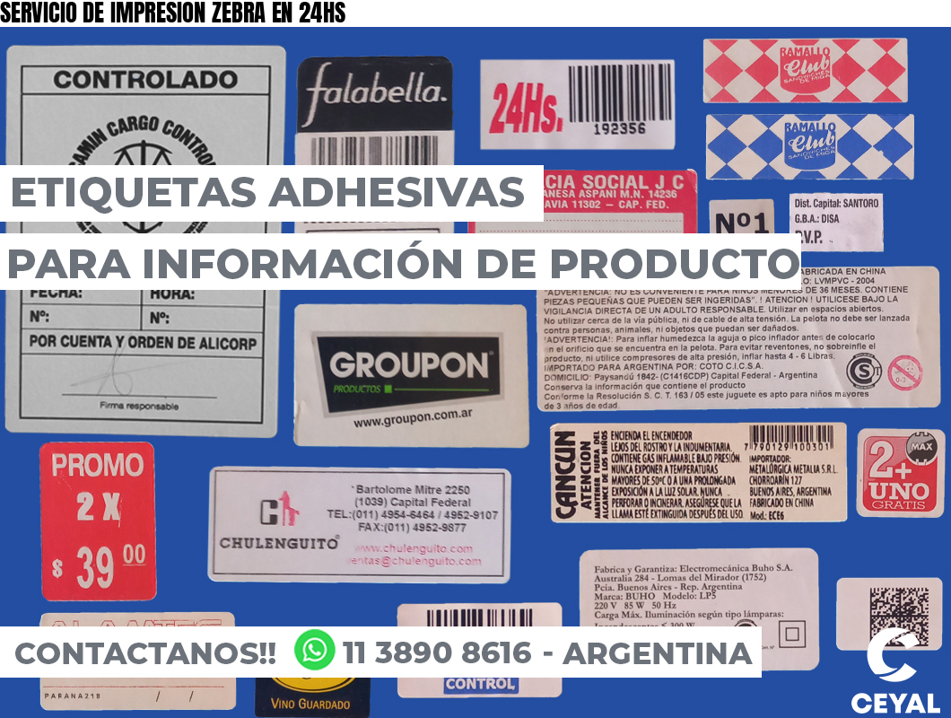 SERVICIO DE IMPRESION ZEBRA EN 24HS