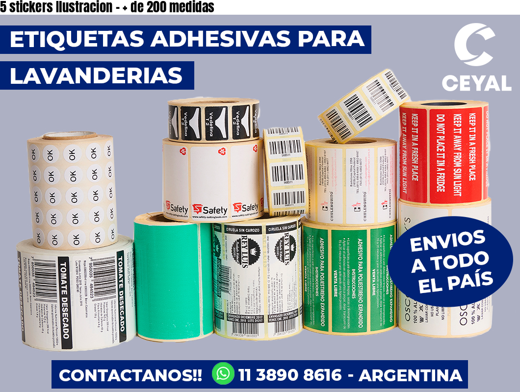5 stickers Ilustracion - + de 200 medidas