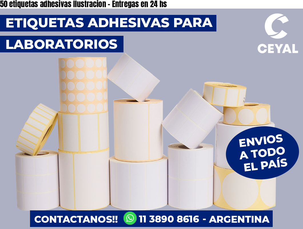 50 etiquetas adhesivas Ilustracion - Entregas en 24 hs