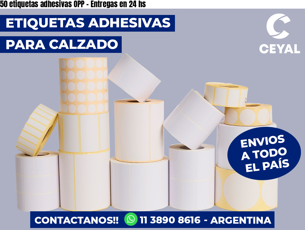 50 etiquetas adhesivas OPP - Entregas en 24 hs