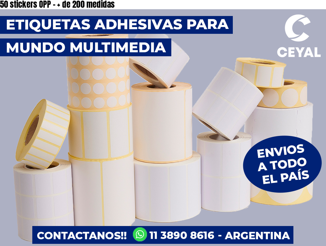 50 stickers OPP - + de 200 medidas