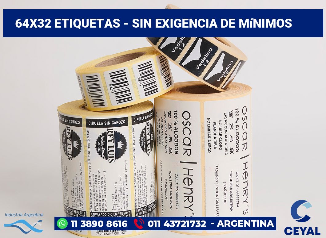 64×32 Etiquetas