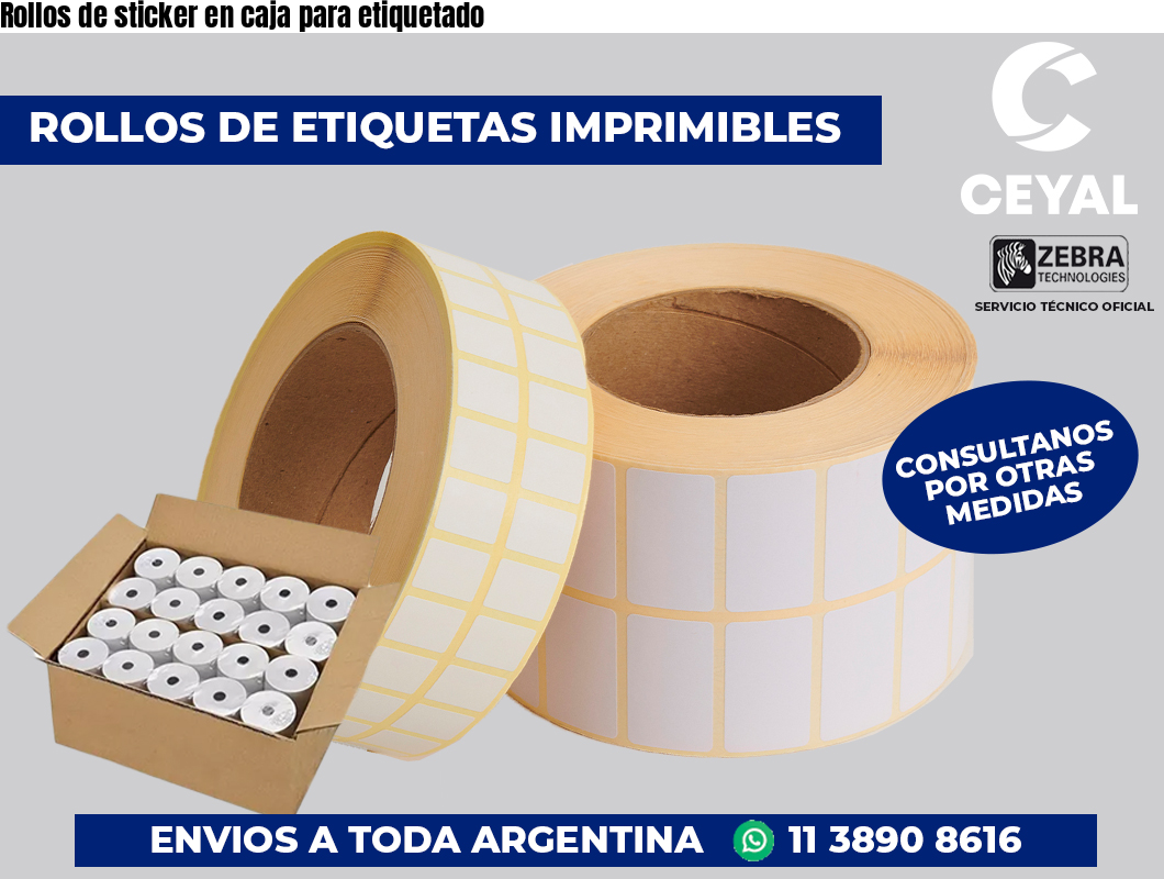 Rollos de sticker en caja para etiquetado