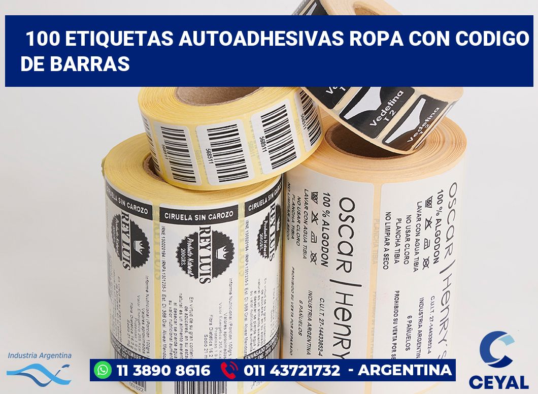 100 Etiquetas autoadhesivas ropa con codigo de barras