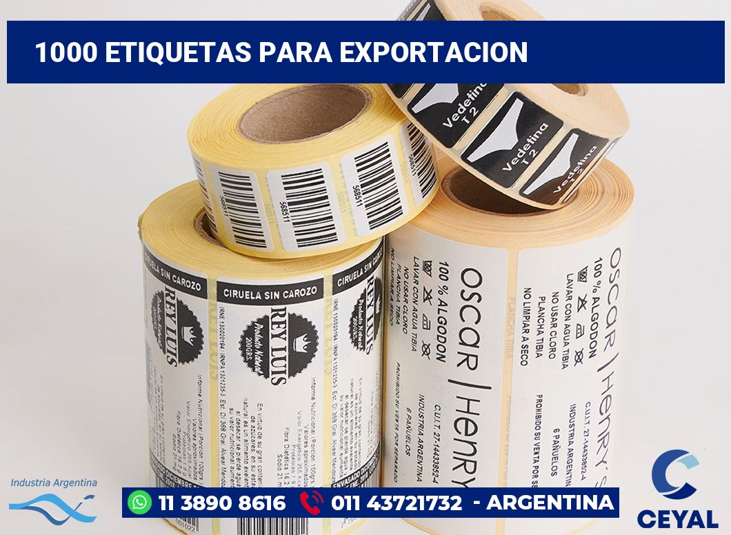 1000 Etiquetas para exportacion