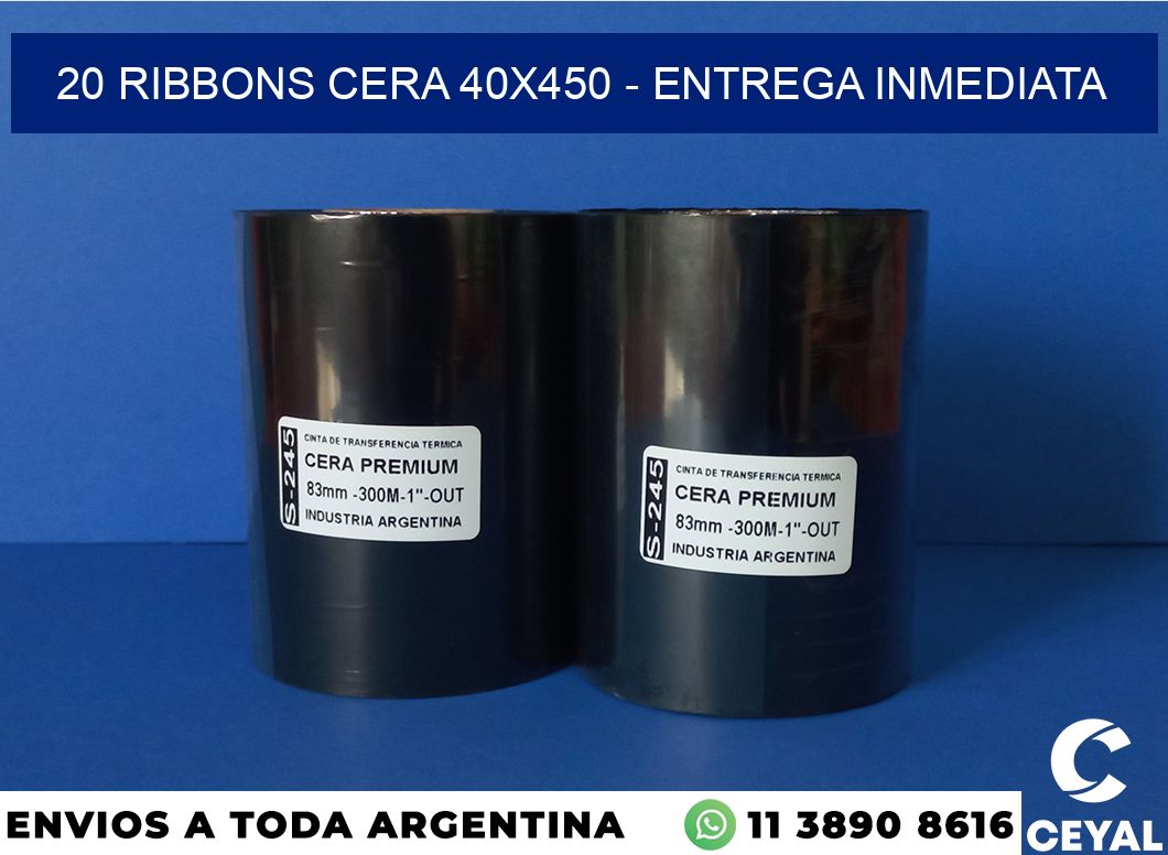 20 Ribbons cera 40×450 – Entrega inmediata
