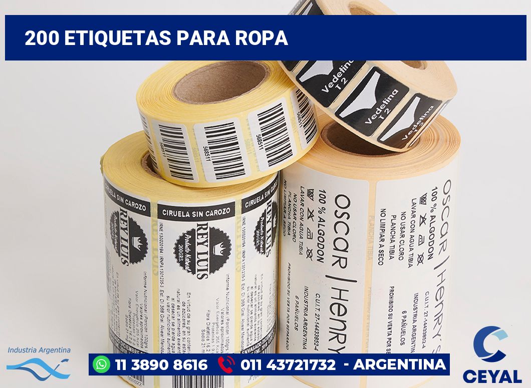 200 Etiquetas para ropa