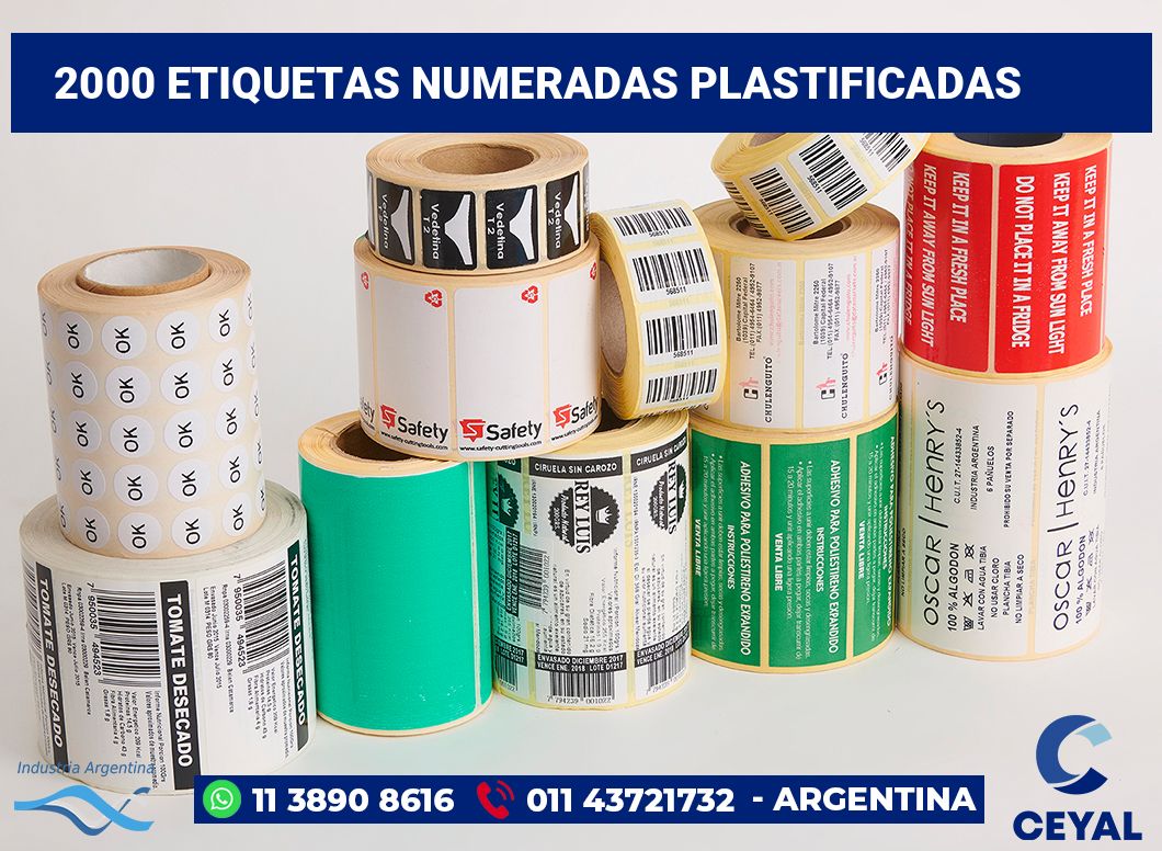 2000 Etiquetas numeradas plastificadas