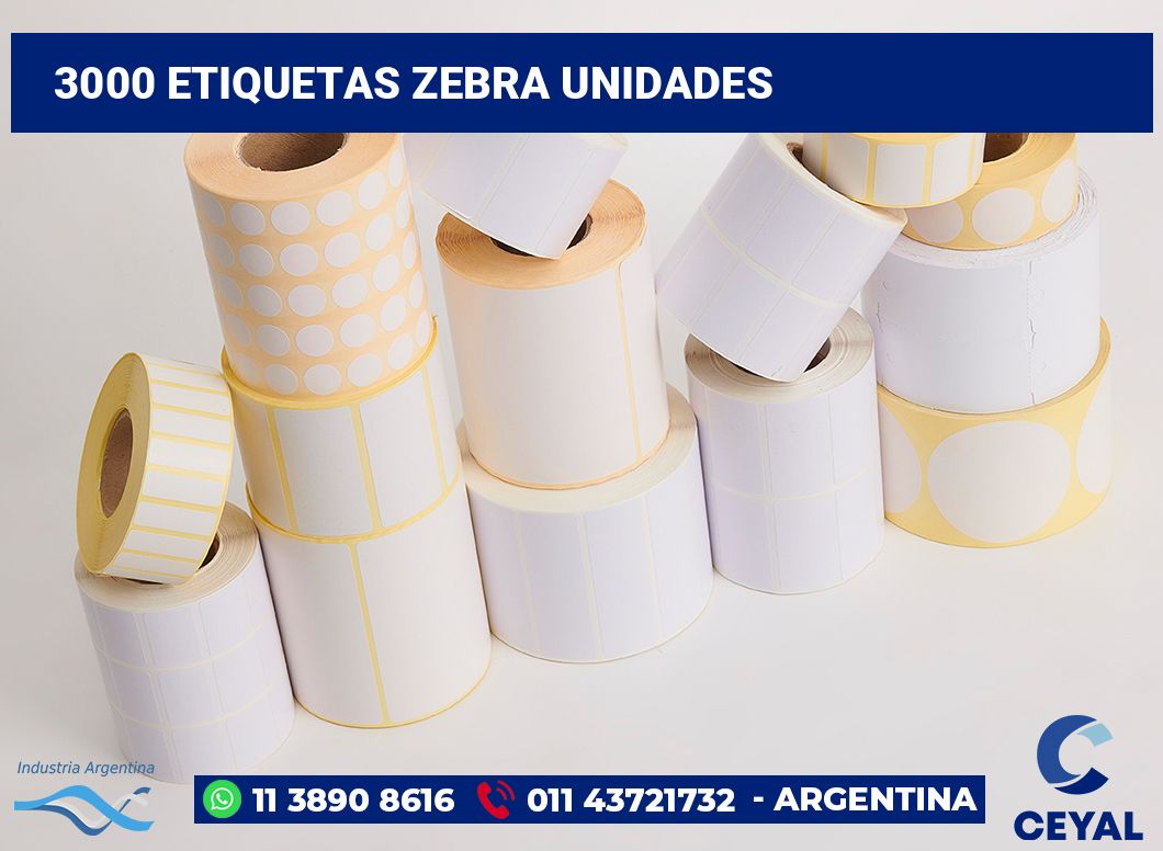 3000 Etiquetas zebra unidades