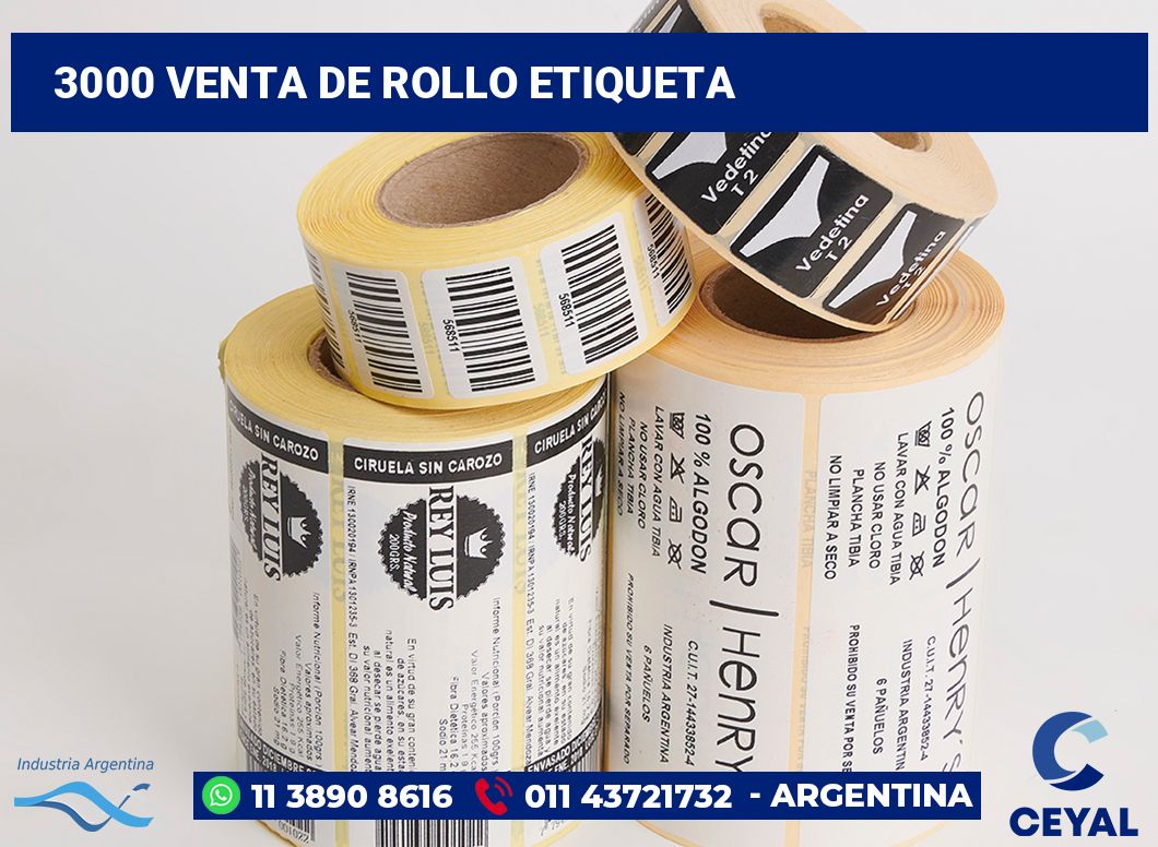 3000 Venta de rollo etiqueta