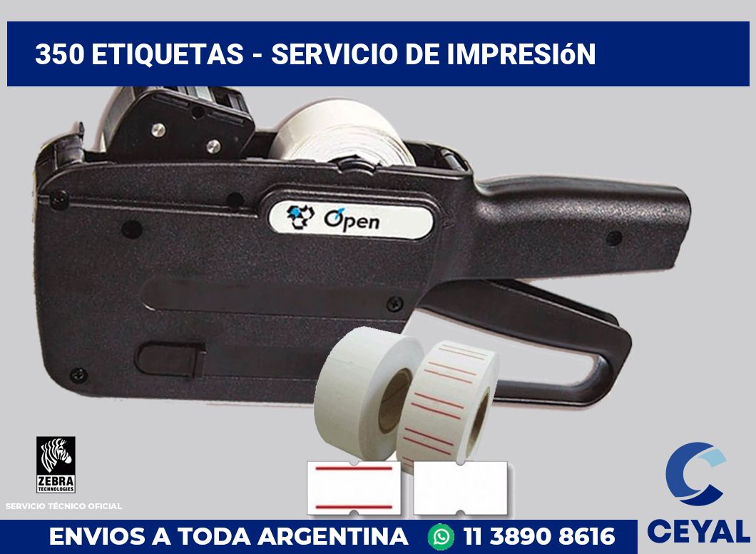 350 etiquetas - servicio de impresión
