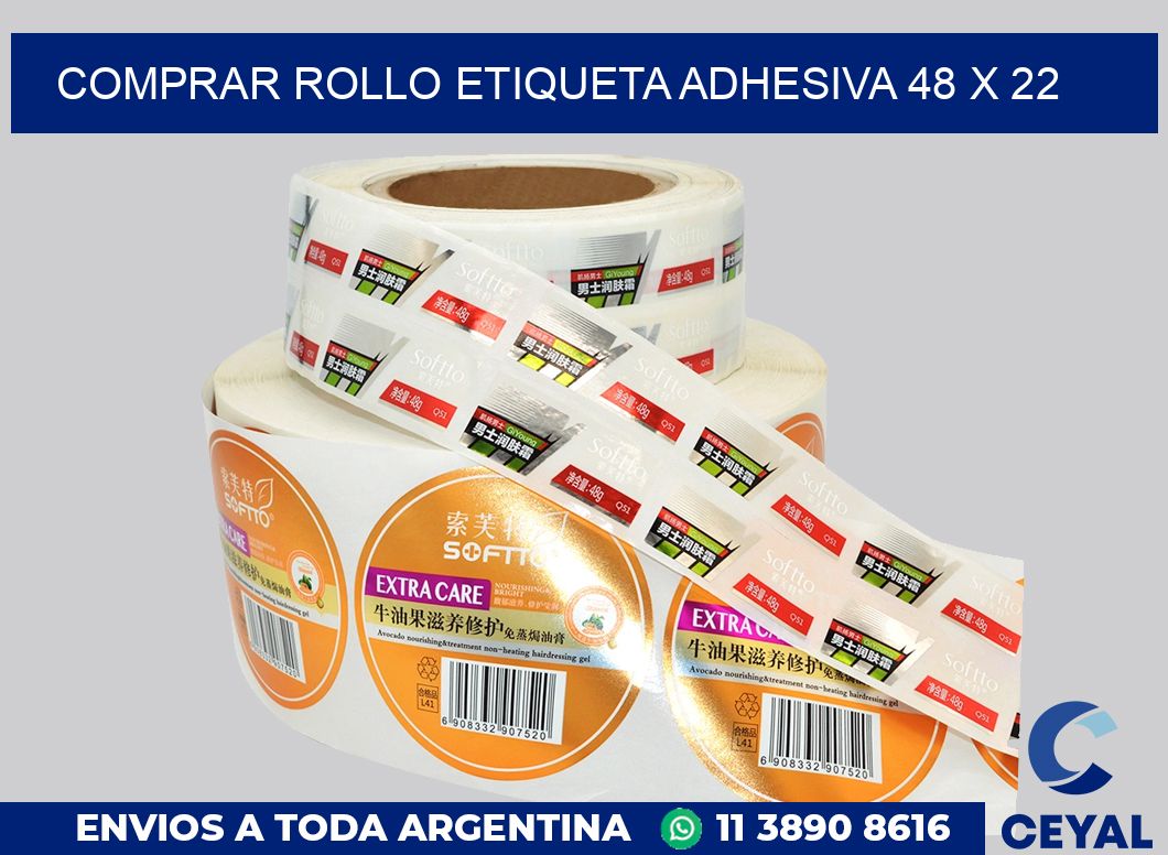 Comprar rollo etiqueta adhesiva 48 x 22