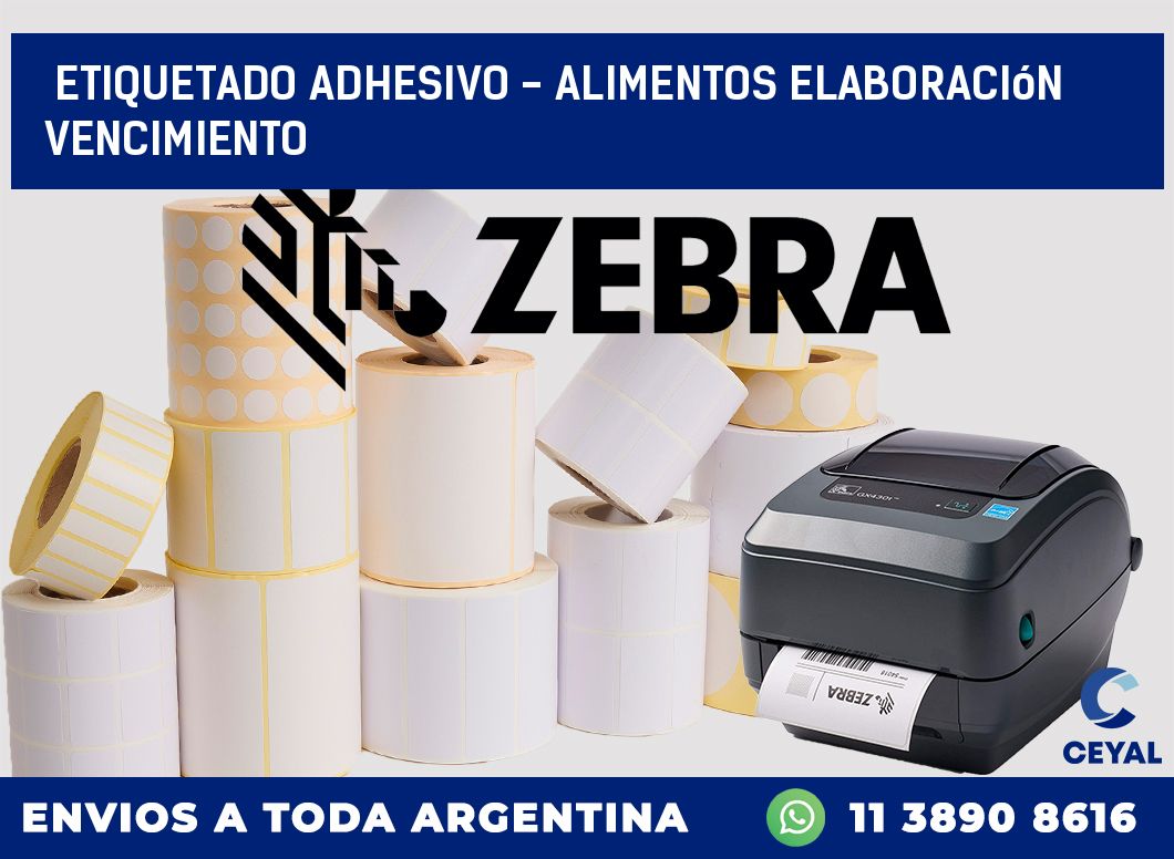 Etiquetado adhesivo - alimentos elaboración vencimiento