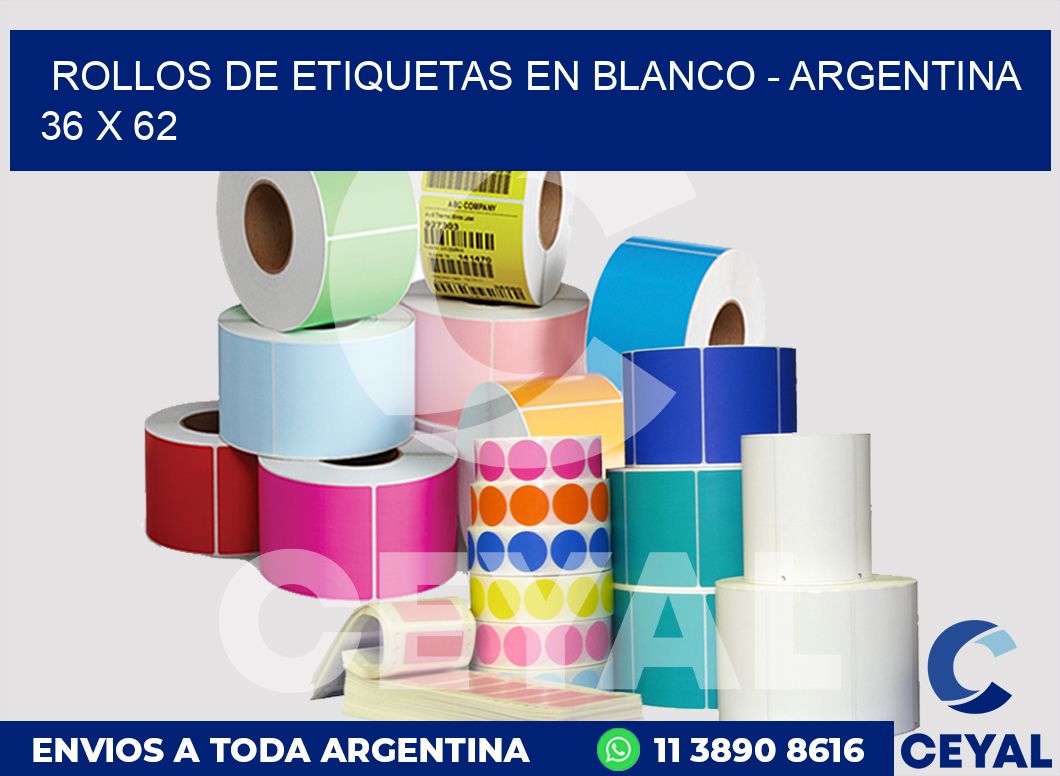Rollos de etiquetas en blanco - Argentina 36 x 62