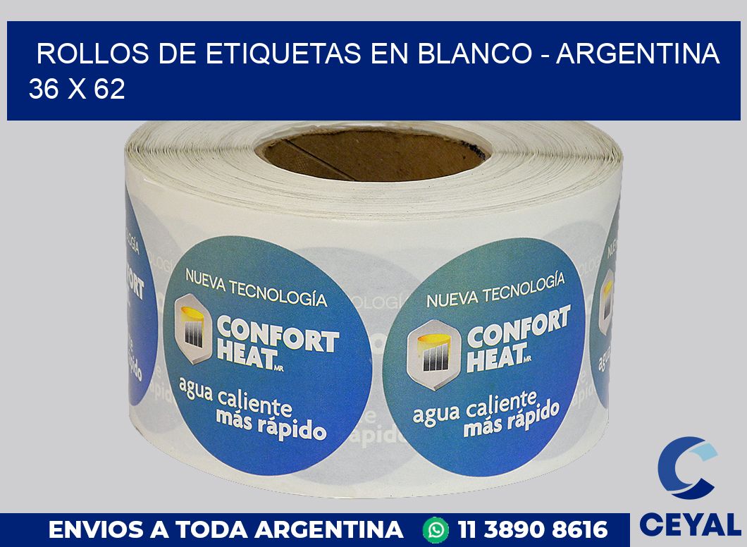 Rollos de etiquetas en blanco – Argentina 36 x 62