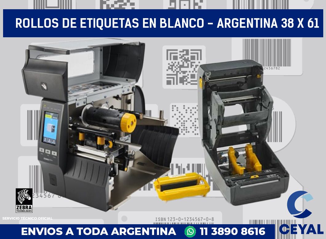 Rollos de etiquetas en blanco - Argentina 38 x 61
