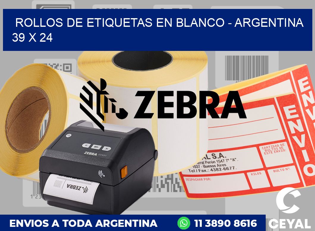 Rollos de etiquetas en blanco - Argentina 39 x 24