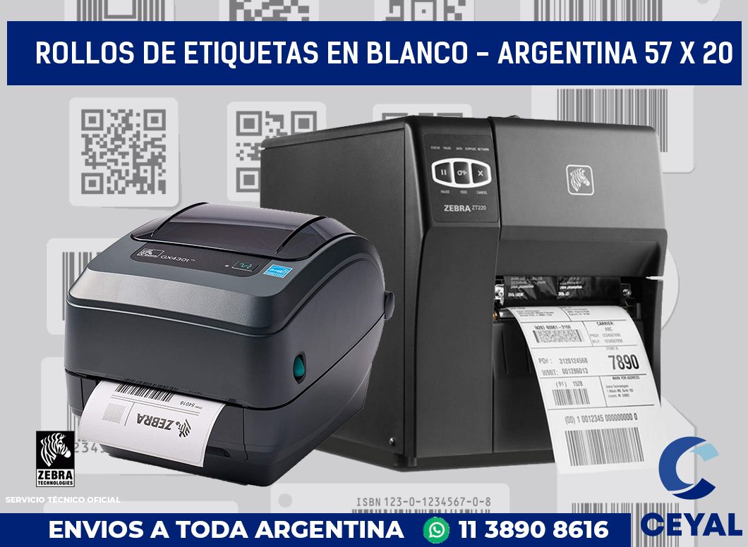 Rollos de etiquetas en blanco - Argentina 57 x 20