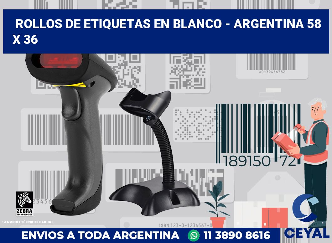 Rollos de etiquetas en blanco - Argentina 58 x 36