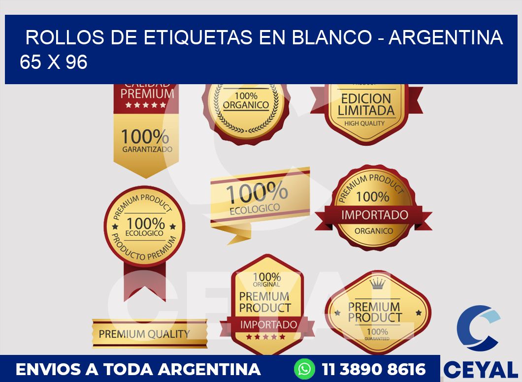 Rollos de etiquetas en blanco - Argentina 65 x 96
