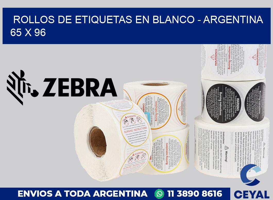 Rollos de etiquetas en blanco - Argentina 65 x 96