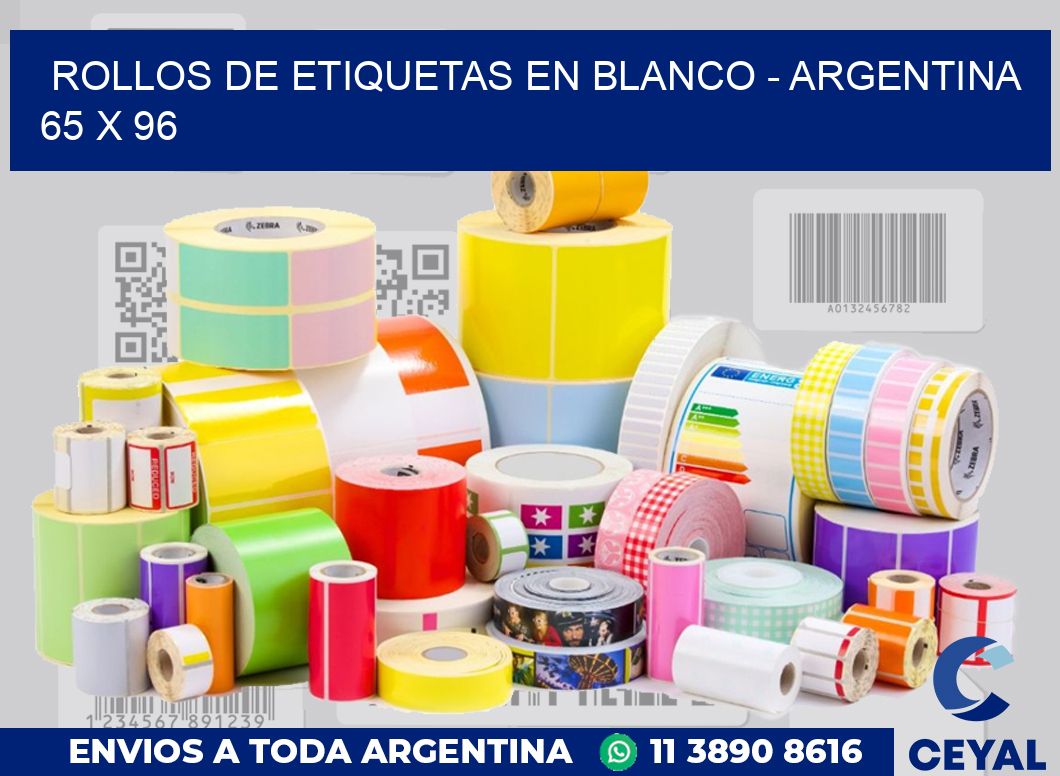 Rollos de etiquetas en blanco – Argentina 65 x 96