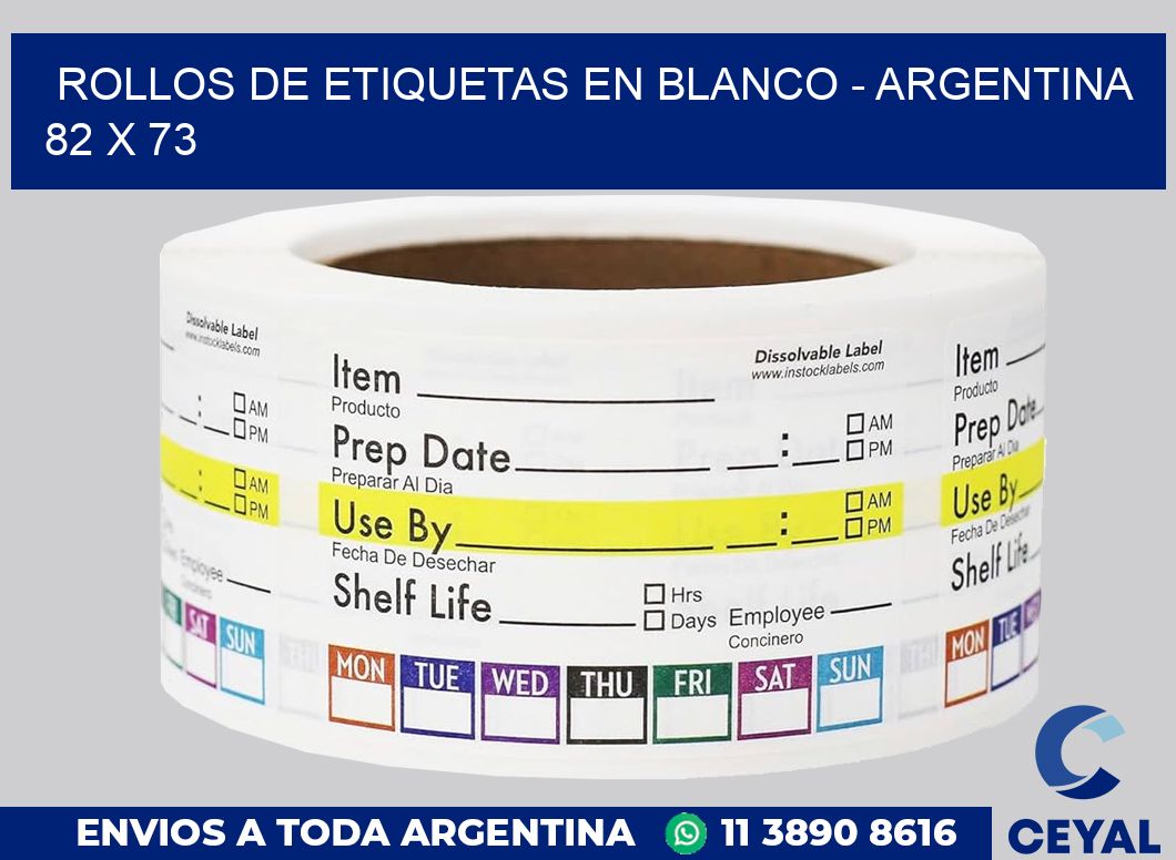 Rollos de etiquetas en blanco – Argentina 82 x 73